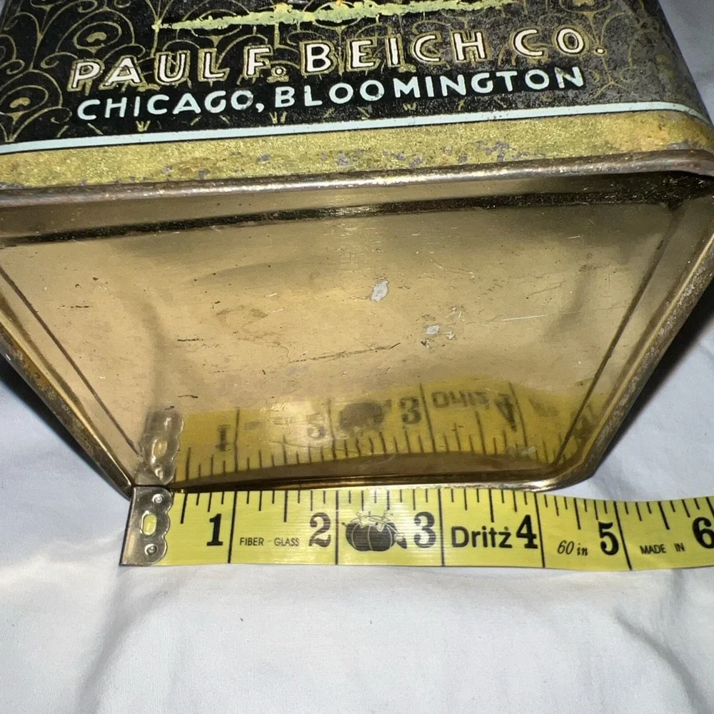 Vintage Metal Antique Advertising Tin Beichs Candy Confections Chicago peacock